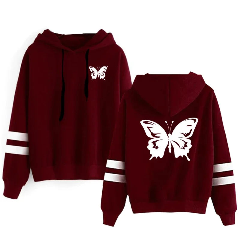 Spring Sweatshirt Style Outdoors Stripe Women Versatile Pullovers Hoodies