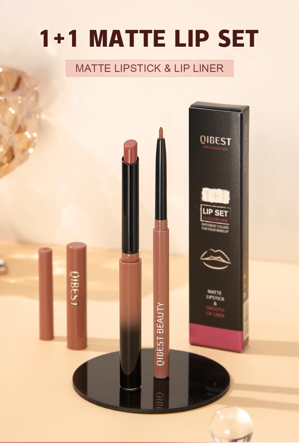Lipstick Lipliner Pen Set Matte Velvet Lip Liner Pencil