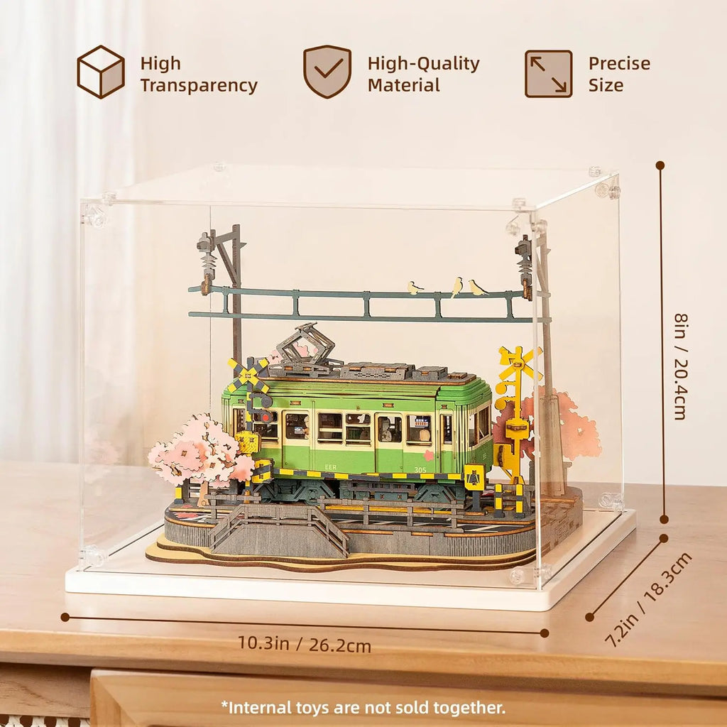Robotime Sakura Tram 3D Wooden Puzzle with LED Lights – Home Decor Gift for Adults and Girls