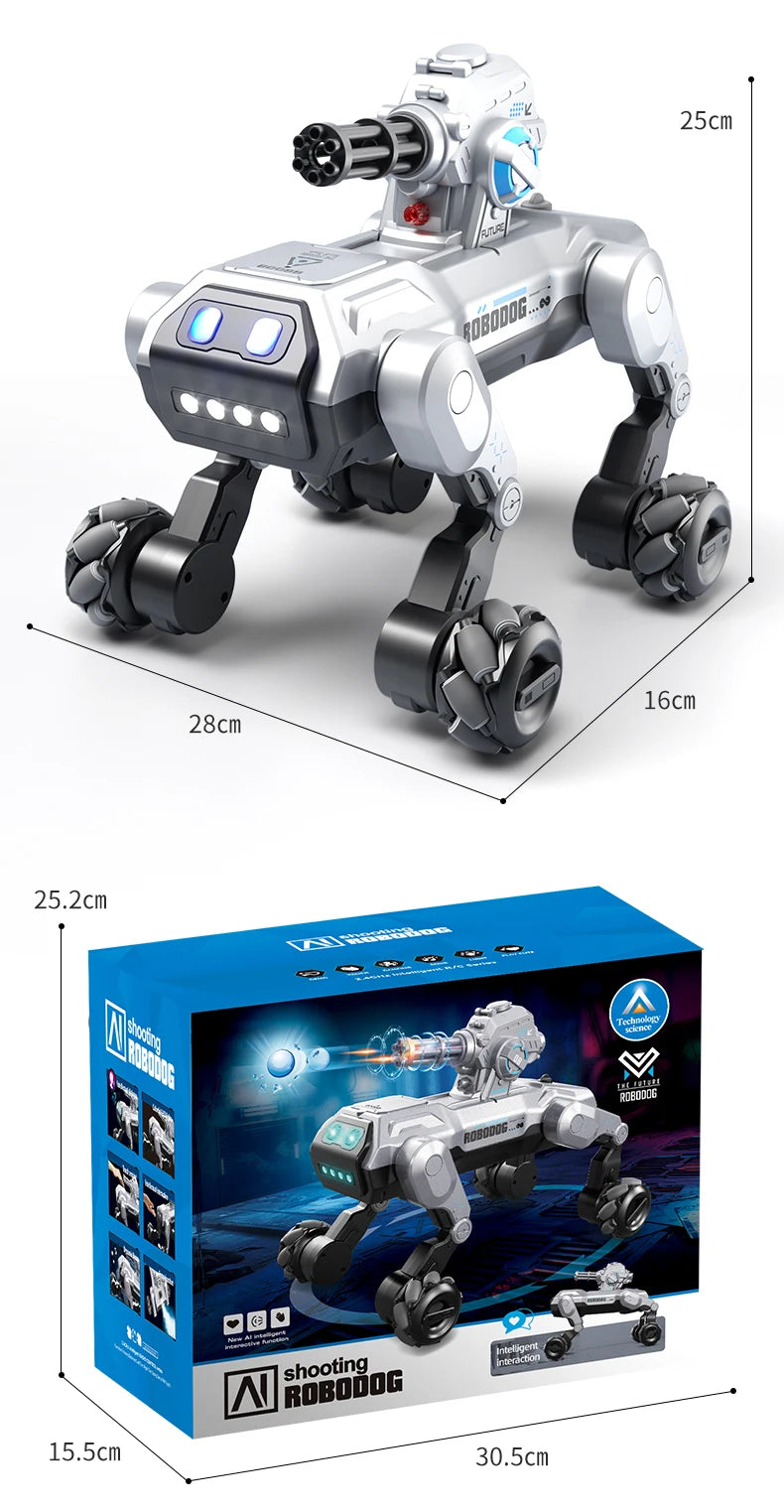 New 2.4G Remote-Control Robot Dog – Singing, Dancing, Follow Mode with 360° Rotating Cannon Toy for Kids