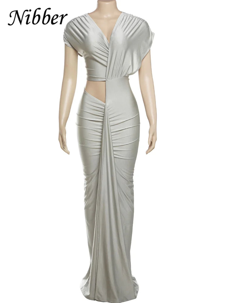 Diagonal Collar Shorts Sleeve Waistless Slits Street Trend Temperament Long Bodycon
