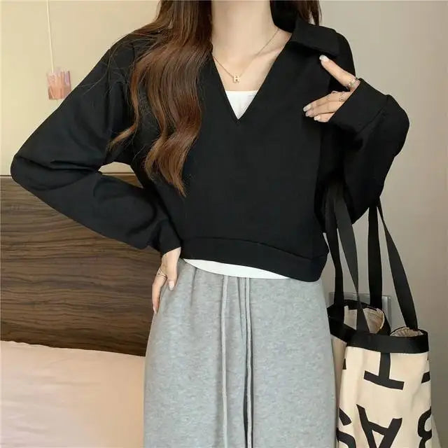 Sweatshirt For Women Cropped Matching Cheap Aesthetic Kpop Cotton