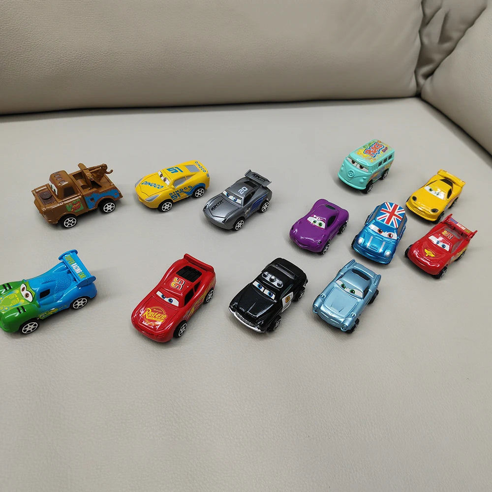 12-Piece Pixar Cars Toy Set – Lightning McQueen, Jackson Storm & Mater Pull-Back Cars for Kids’ Birthday