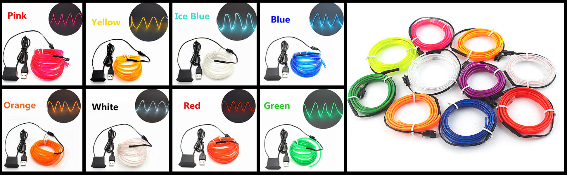 5M Car Interior LED Neon Strip Light USB – Flexible EL Wire Ambient Lighting Decorative Lamp for Auto DIY Atmosphere