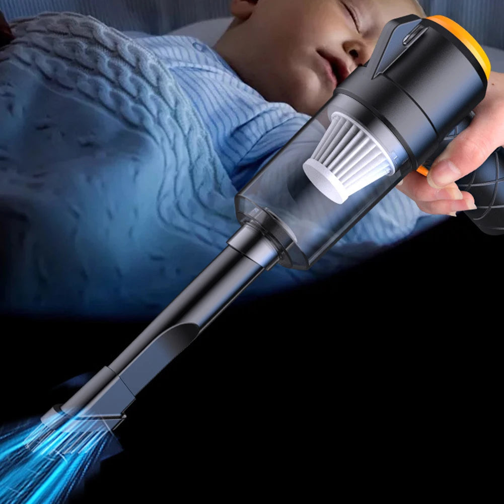 Rechargeable 6-in-1 Car Vacuum Cleaner with Type-C Charging, Powerful Suction & Air Blower for Car, Home and Office Cleaning