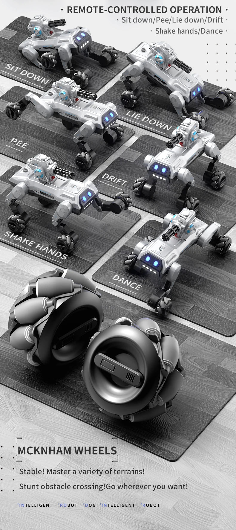 New 2.4G Remote-Control Robot Dog – Singing, Dancing, Follow Mode with 360° Rotating Cannon Toy for Kids