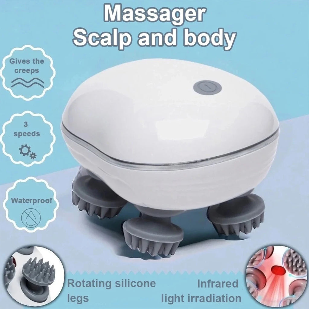 Adjustable speed scalp massager with red light therapy and soft silicone heads for deep relaxation 💆‍♀️✨