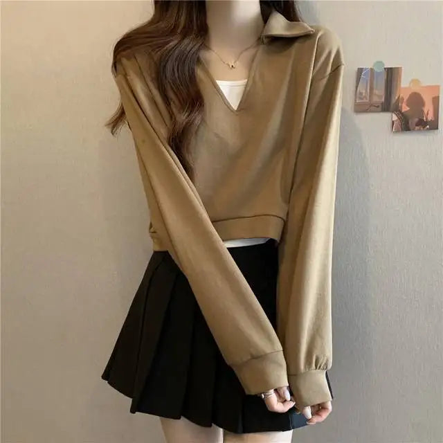 Sweatshirt For Women Cropped Matching Cheap Aesthetic Kpop Cotton