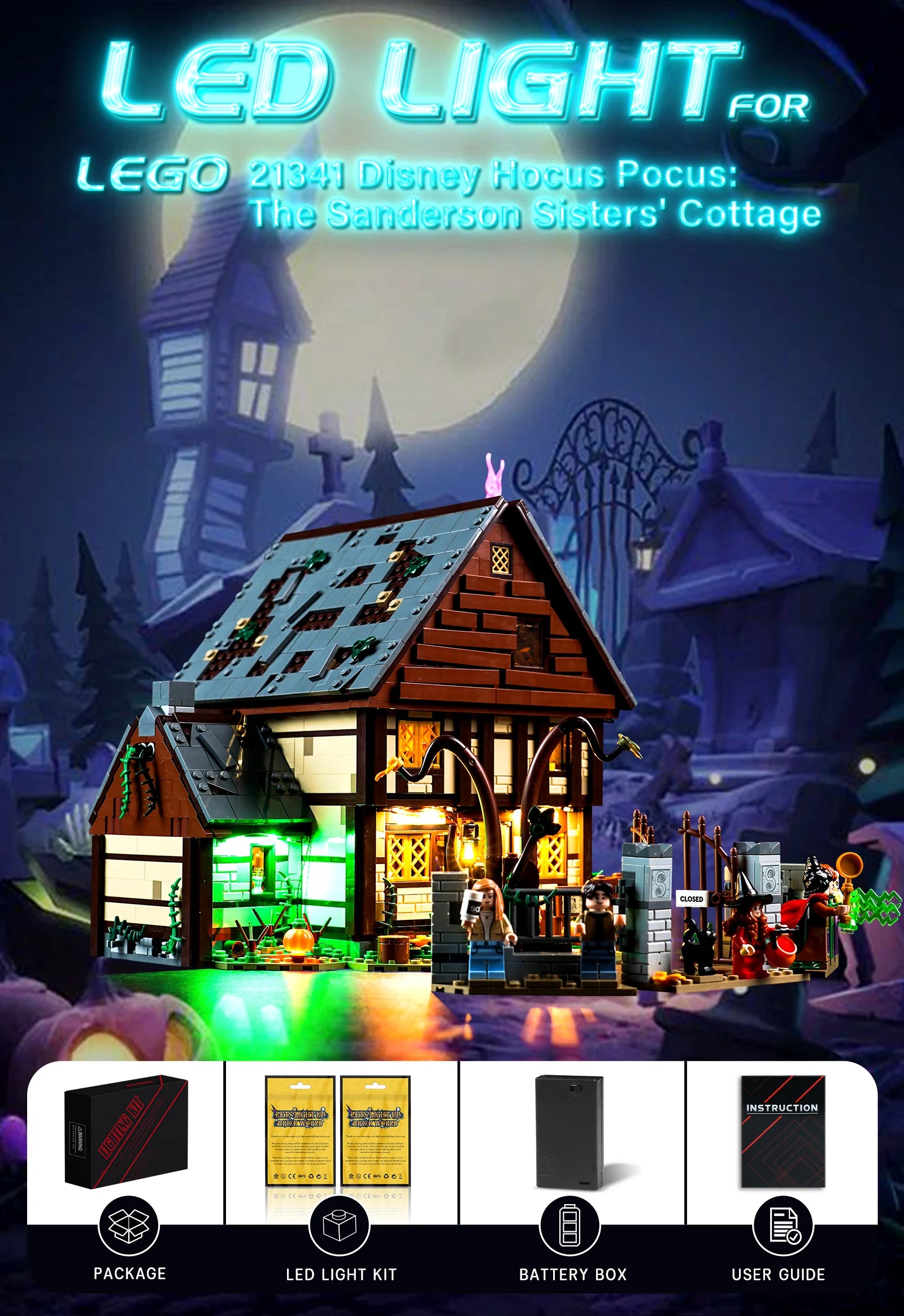 Vonado 21341 LED Light Kit for Fantasy House Building Blocks (Model Not Included)