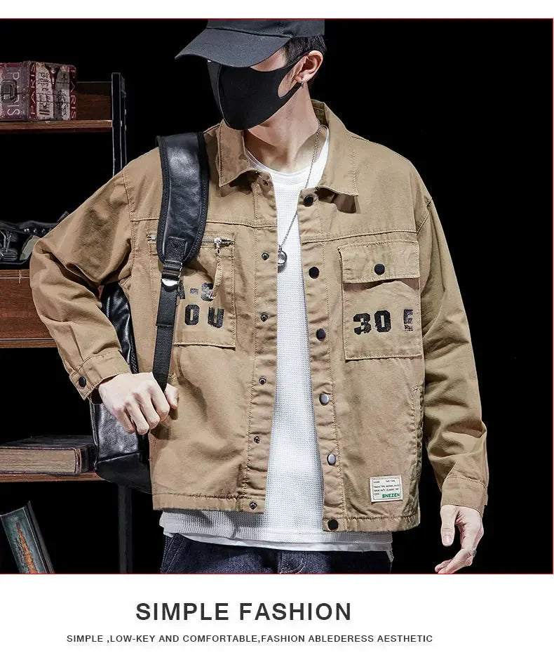 American Style Vintage Workwear Shirt Loose Casual Versatile Cotton Top Fashionable Simple Autumn Men's Clothing