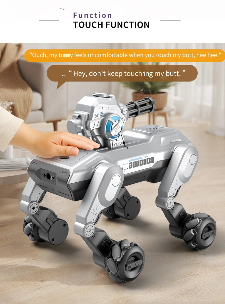 New 2.4G Remote-Control Robot Dog – Singing, Dancing, Follow Mode with 360° Rotating Cannon Toy for Kids