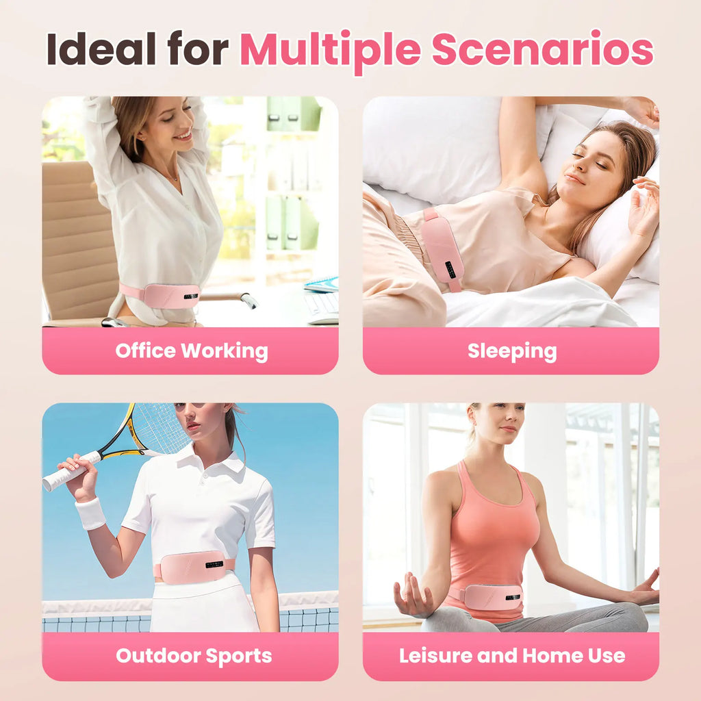Smart Electric Heating & Vibration Waist Massager Belt with 5 Modes – Warm Therapy Pad for Period Cramp Relief and Comfort