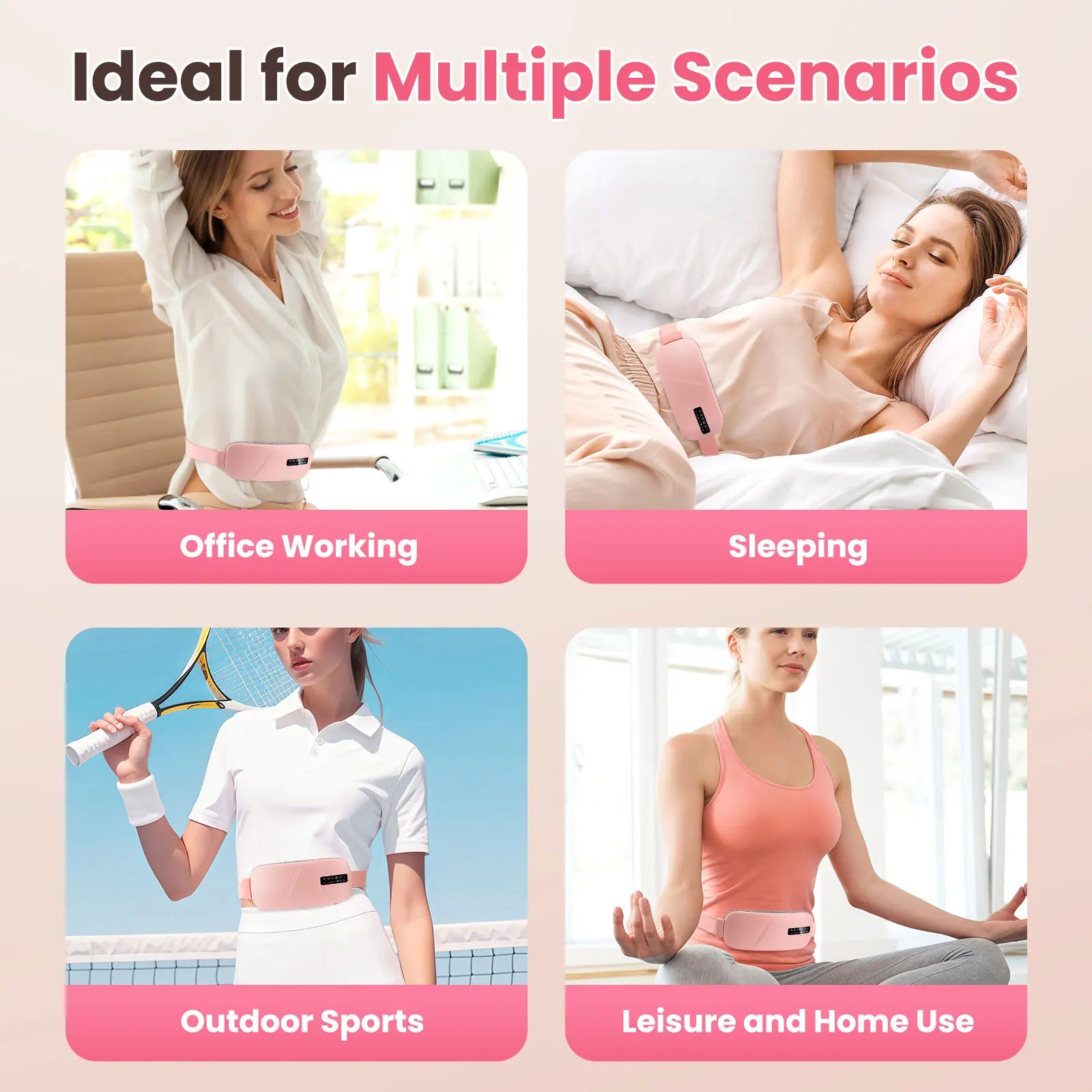 Smart Electric Heating & Vibration Waist Massager Belt with 5 Modes – Warm Therapy Pad for Period Cramp Relief and Comfort
