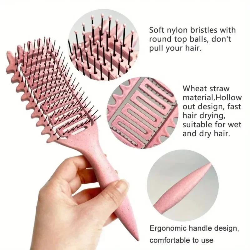 Curl Define Styling Brush Hollow Out Detangling Hair Brush Tangled Wet Curly Hair Comb