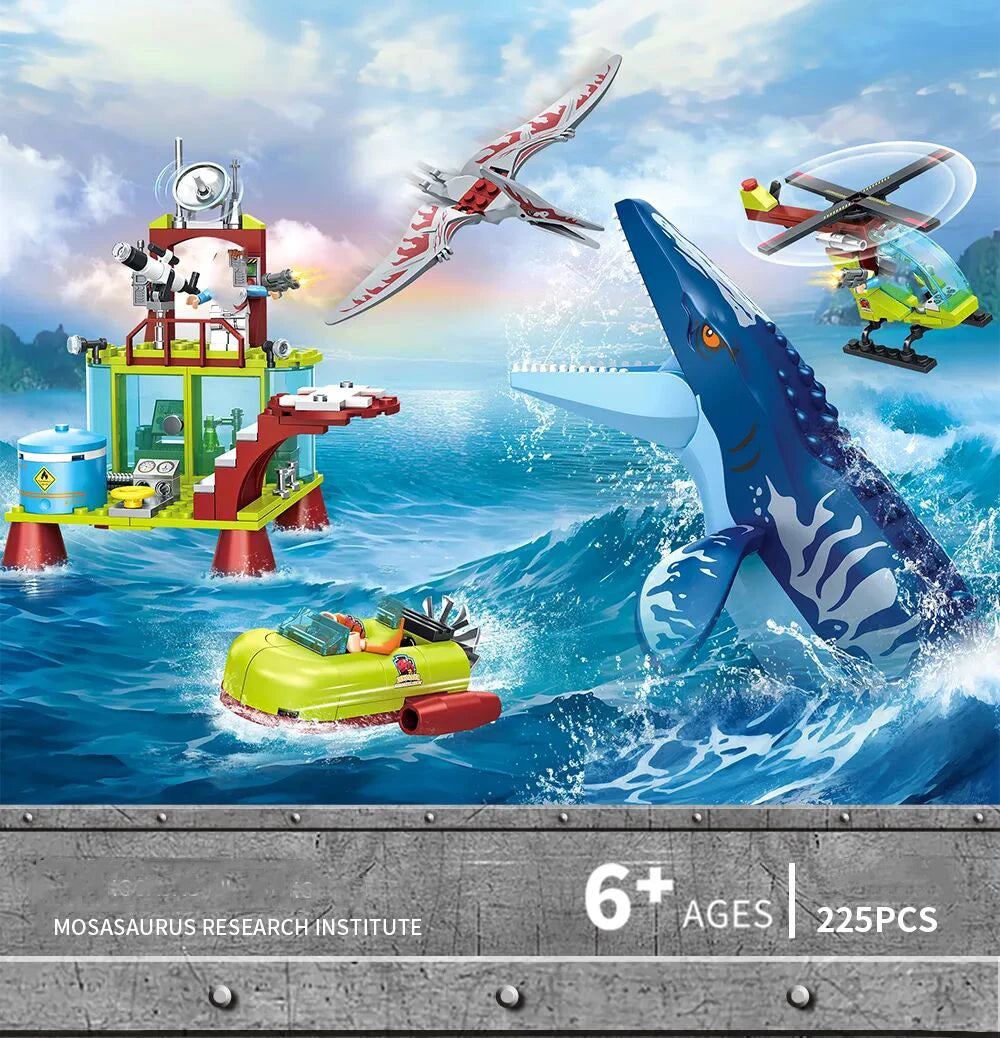 Sea Monster Attack Building Blocks – Adventure Boat and Dinosaur Construction Set Toy for Children