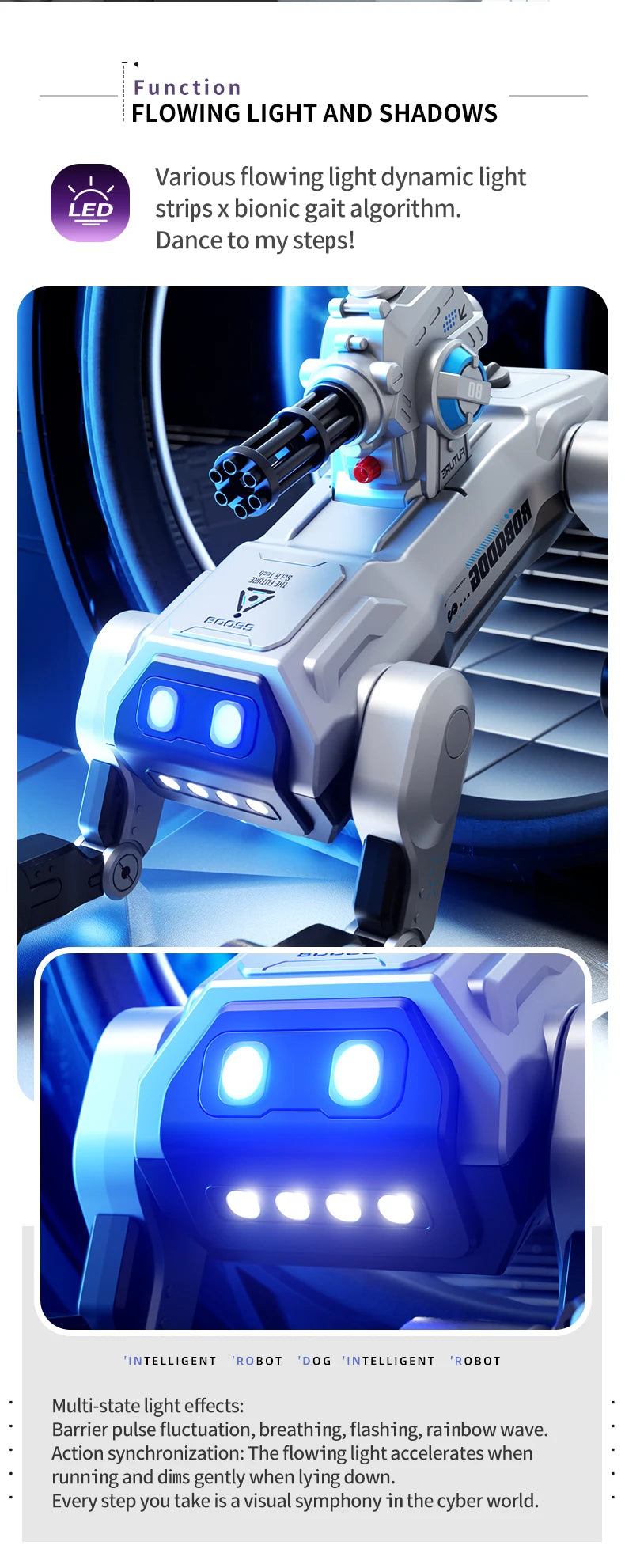 New 2.4G Remote-Control Robot Dog – Singing, Dancing, Follow Mode with 360° Rotating Cannon Toy for Kids