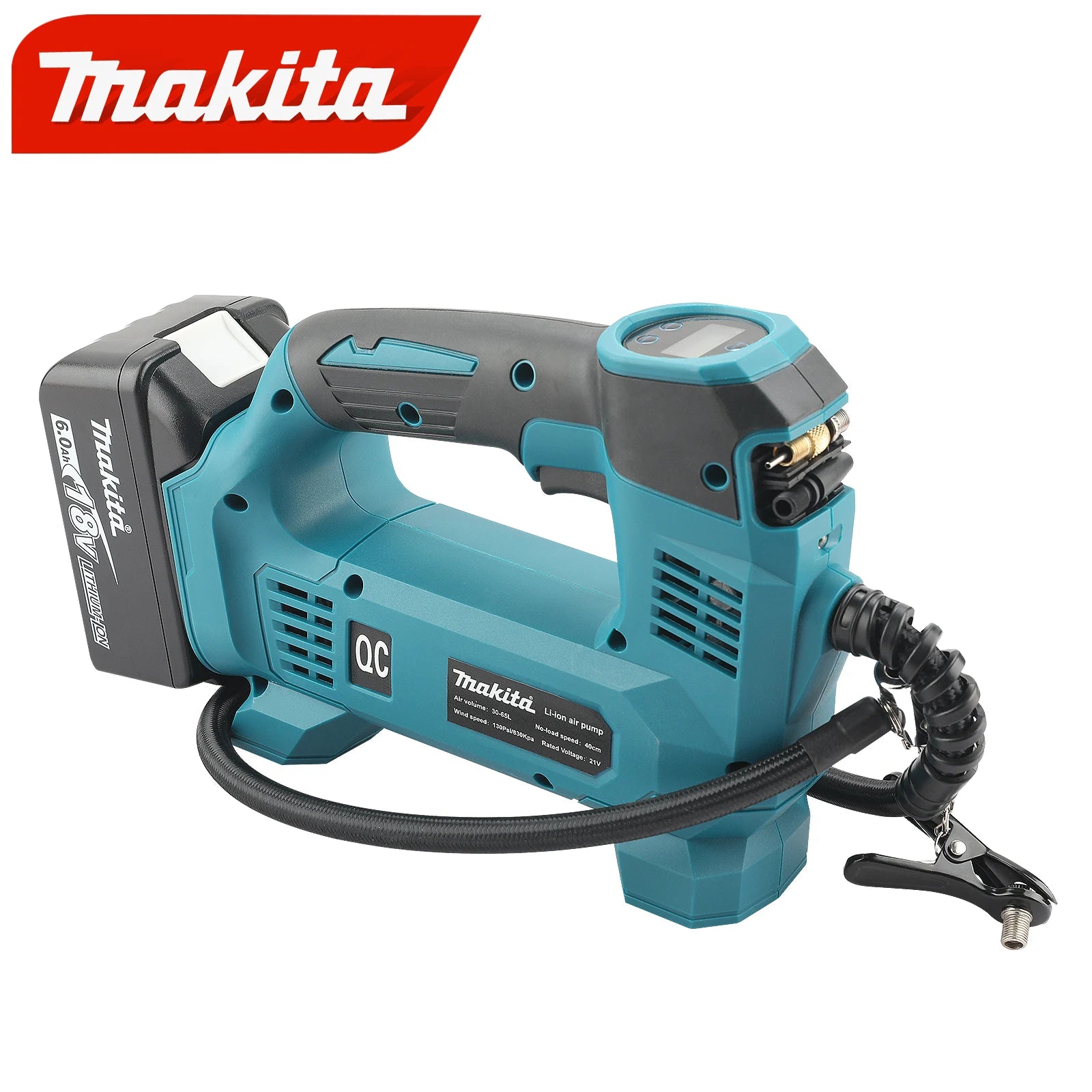 Portable Air pump 18V Battery Lithium-Ion Cordless Inflator For Car Tyre Inflator Electric Motorcycle Pump (No Battery)