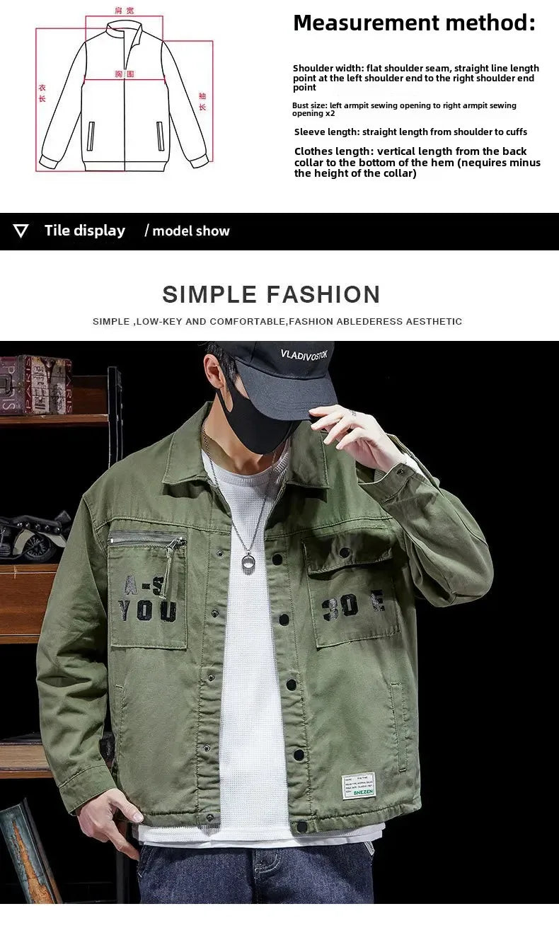 American Style Vintage Workwear Shirt Loose Casual Versatile Cotton Top Fashionable Simple Autumn Men's Clothing