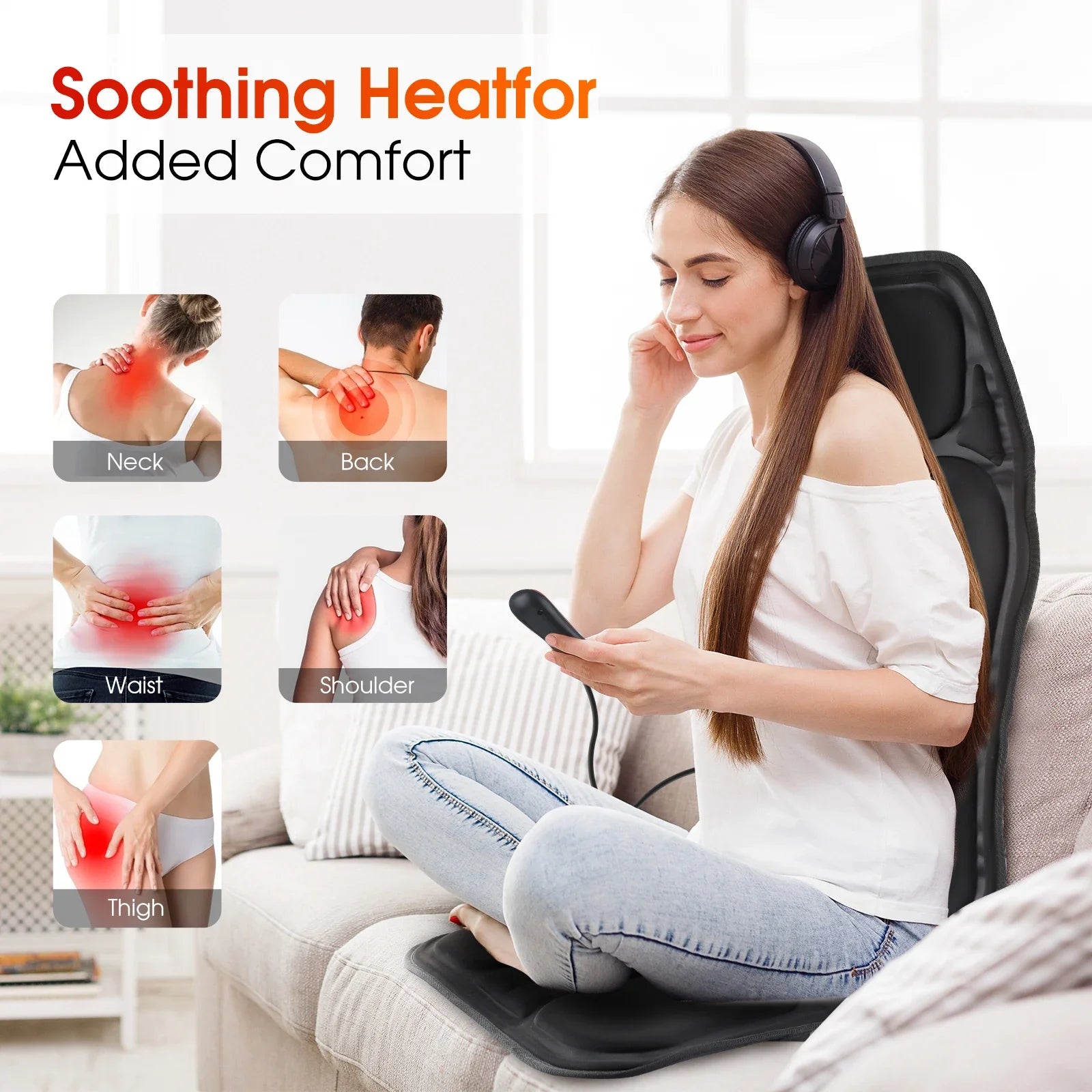 Electric Back Massager Infrared Full-Body Massage Chair.