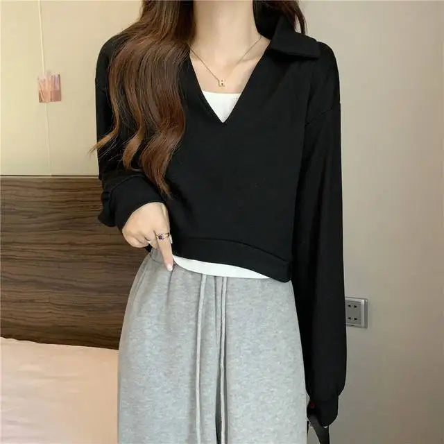 Sweatshirt For Women Cropped Matching Cheap Aesthetic Kpop Cotton