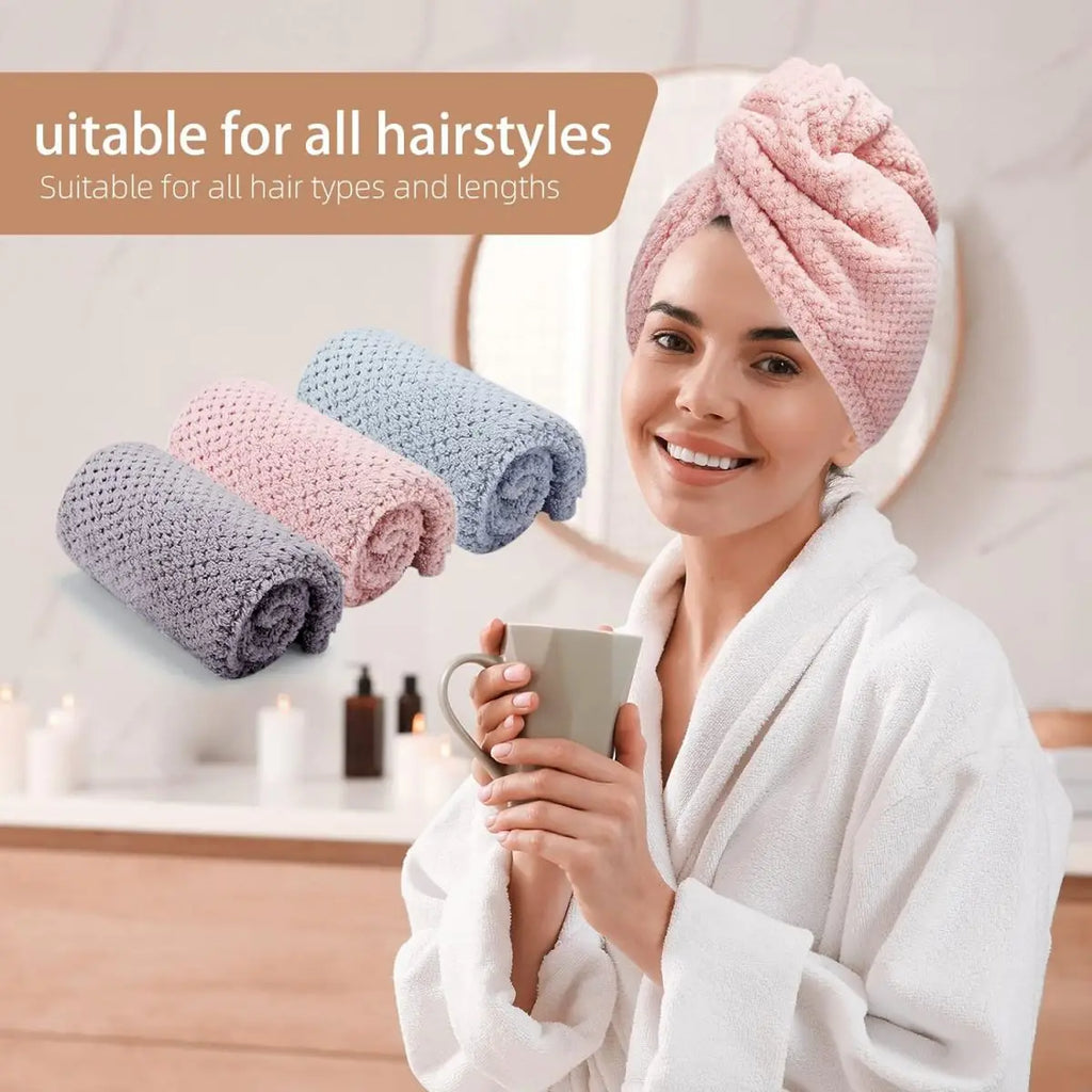 Solid color hair towel Textured dry hair cap 9.8 "X 25.5"