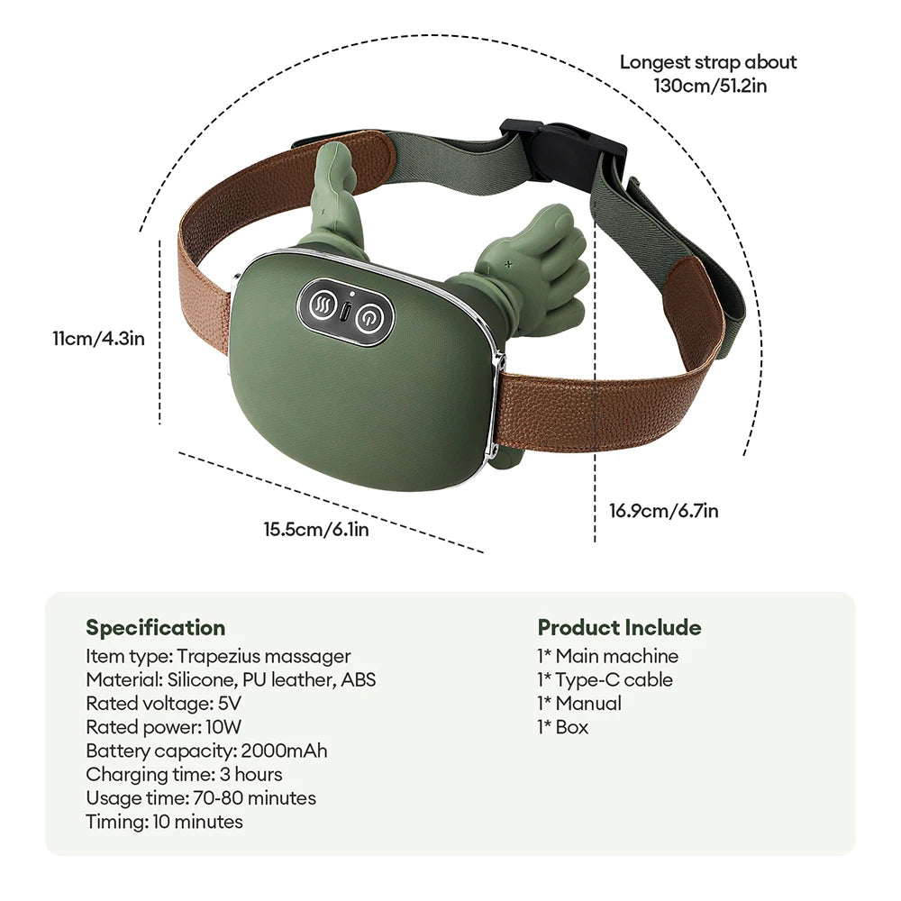 Wireless Bionic Finger Neck & Shoulder Massager with Deep Kneading Trapezius Therapy and Brushless Motor for Cervical Relaxation