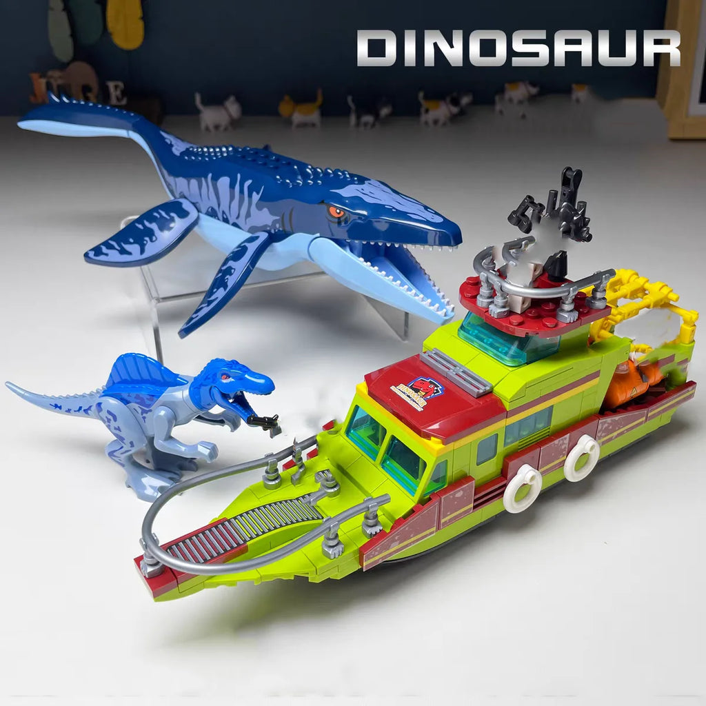 Sea Monster Attack Building Blocks – Adventure Boat and Dinosaur Construction Set Toy for Children