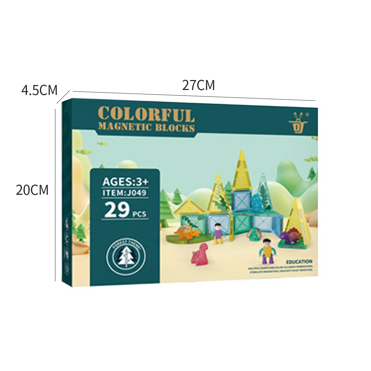 Kids Forest Dinosaur Magnetic Building Blocks Starter Set – Educational Animal Magnet Construction Toy, 29 Pieces