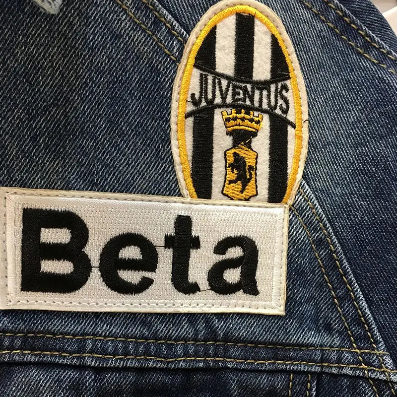 Spring and Autumn New Men's Embroidered Denim Jacket Trendy and Handsome Slim Fit Badge Broken Coat