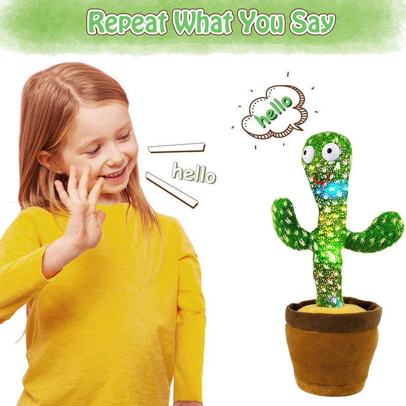 Dancing Cactus Plush Toy – 120 Songs, Talking & Voice Repeat, USB Rechargeable Musical Speaker Stuffed Toy for Kids Gift