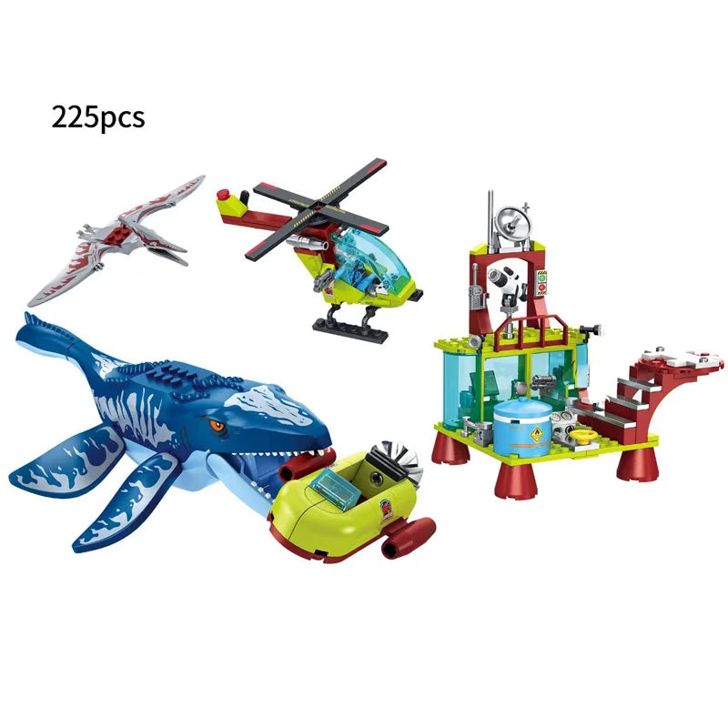 Sea Monster Attack Building Blocks – Adventure Boat and Dinosaur Construction Set Toy for Children