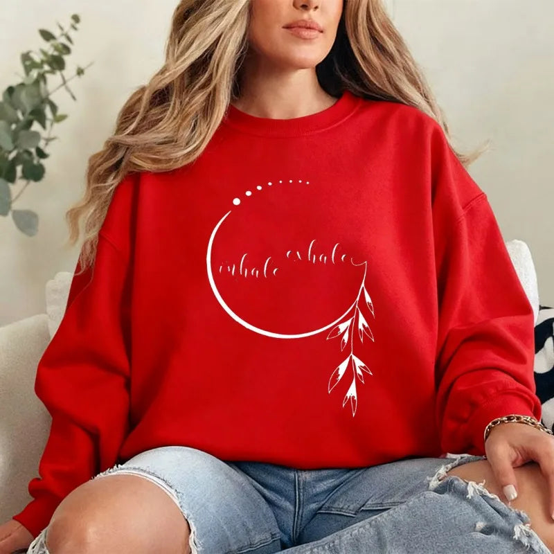 Inhale Exhale Sweatshirt Motivational Hoodie for Woman Aesthetic Mindfulness Hoody Yoga Teacher