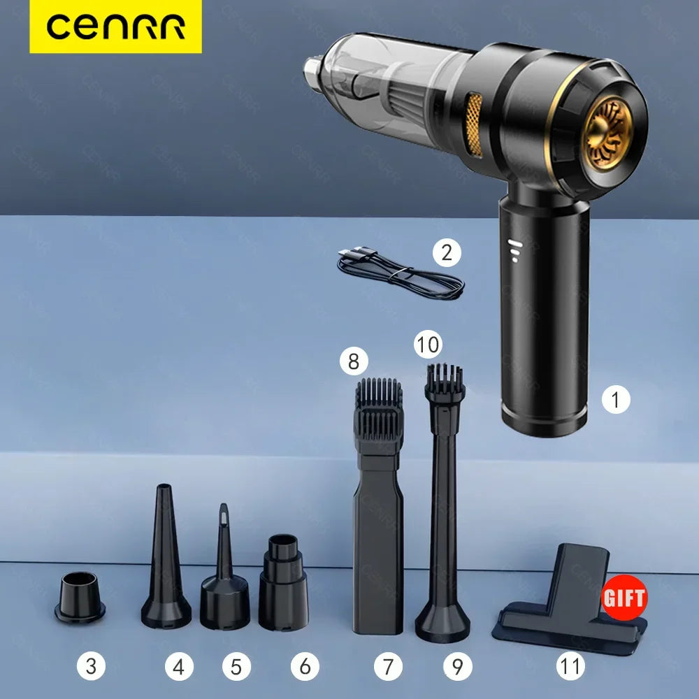 CENRR Portable Car Vacuum Cleaner – 998000PA Powerful Handheld Auto Cleaner with Dust Display Light & Strong Suction