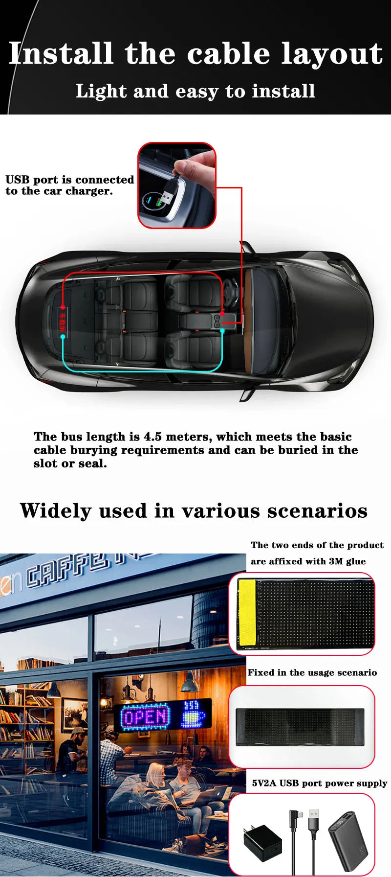 Smart RGB LED Matrix Car Display with APP Control – Custom Scrolling Text, Animated Pixel Board & Windshield Advertising Screen