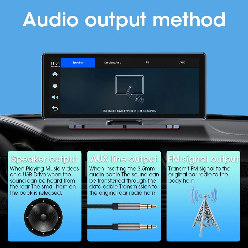 VTOPEK 8.1" 2.5K Car Dash Camera – Wireless CarPlay & Android Auto Display, GPS Navigation, WiFi DVR with Rear Camera