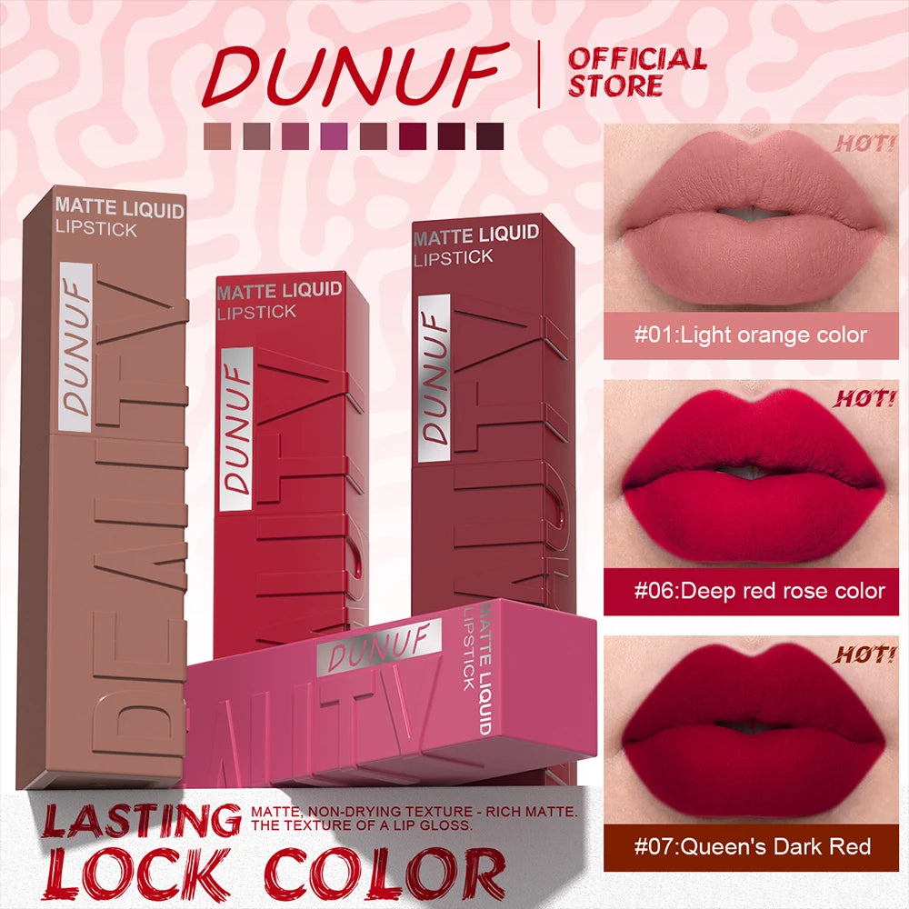 Matte velvet smooth easy-to-apply tube lip gloss waterproof.