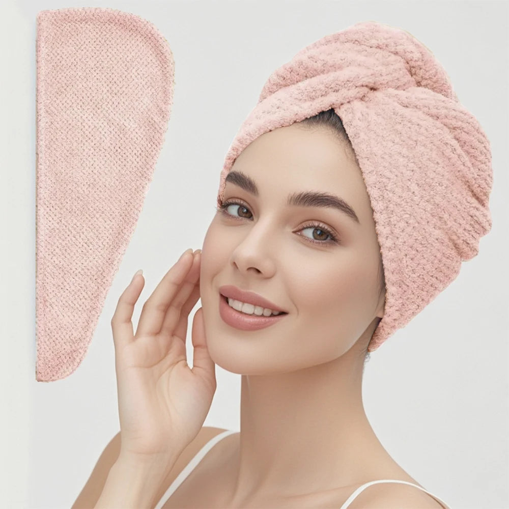 Solid color hair towel Textured dry hair cap 9.8 "X 25.5"