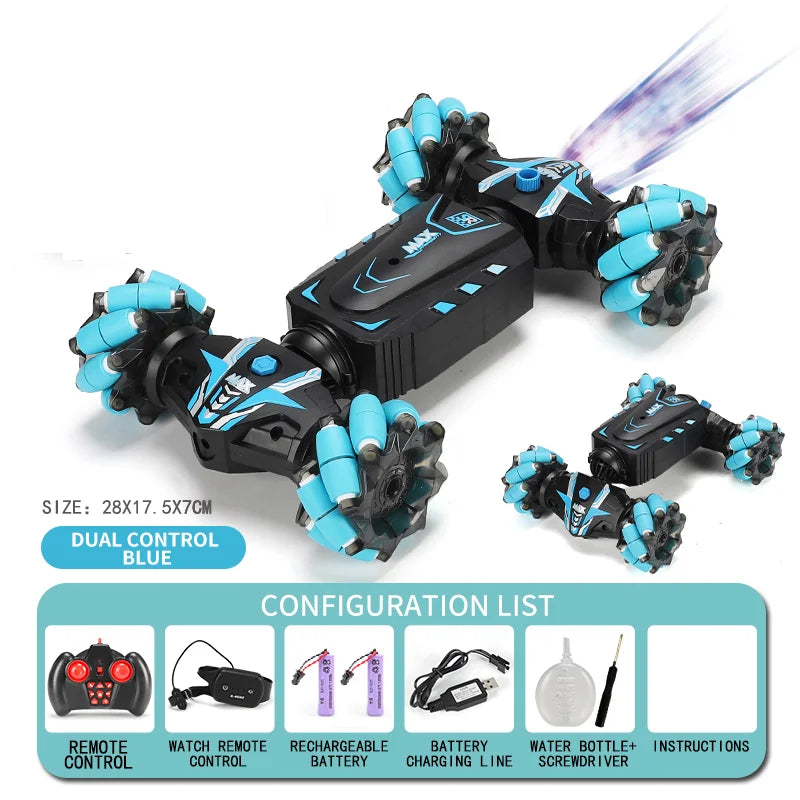 4WD Stunt Remote Control Car with LED Lights, Gesture Sensing, Deformable Twisting & Climbing Features – Electronic Toy for Kids