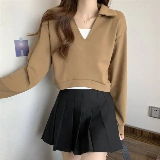 Sweatshirt For Women Cropped Matching Cheap Aesthetic Kpop Cotton