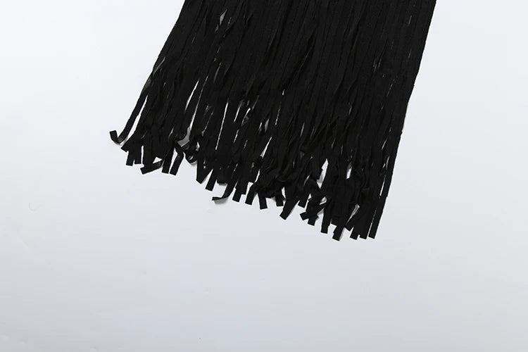 Women Velvet Ruched Patchwork Tassel Hem Elegant Backless Party Bodycon