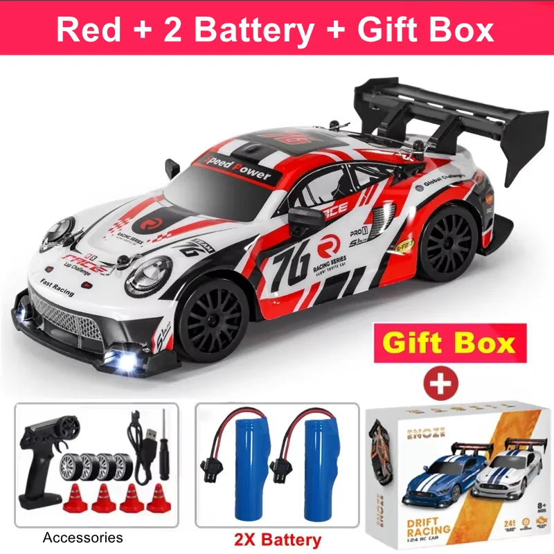 4WD RC Drift Car – High-Speed Remote Control Racing Vehicle with LED Lights and 2.4GHz Controller for Kids