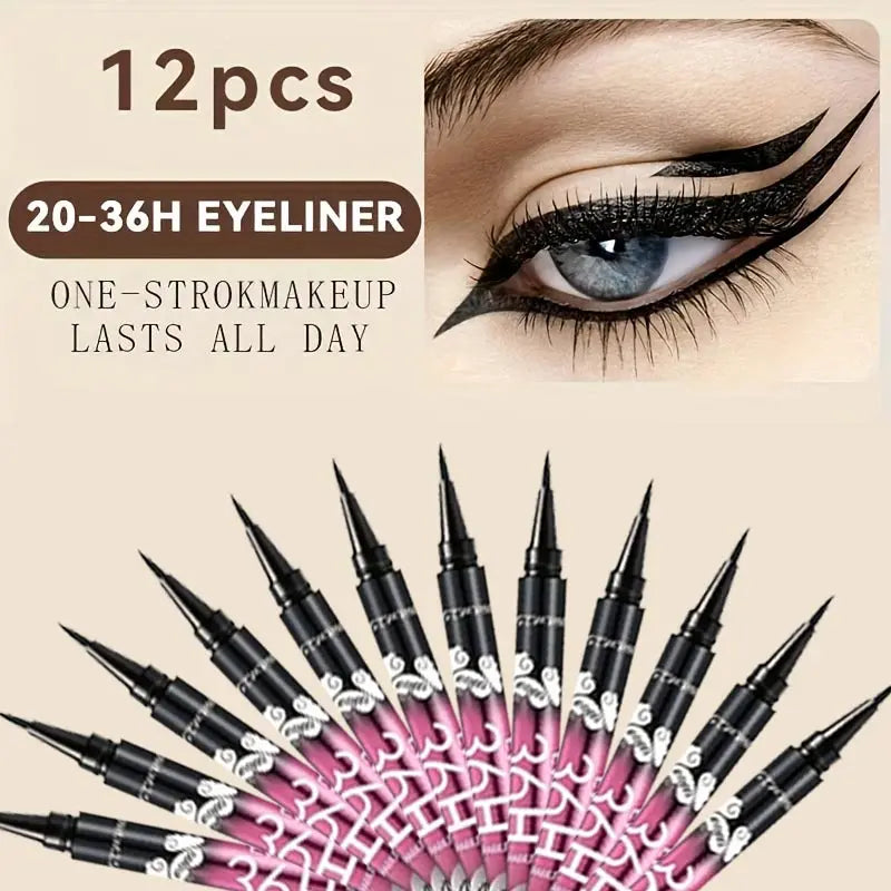12 PCS Hot Make Up Ultimate Black Liquid Eyeliner Long-lasting Waterproof Eye Liner Pencil pen