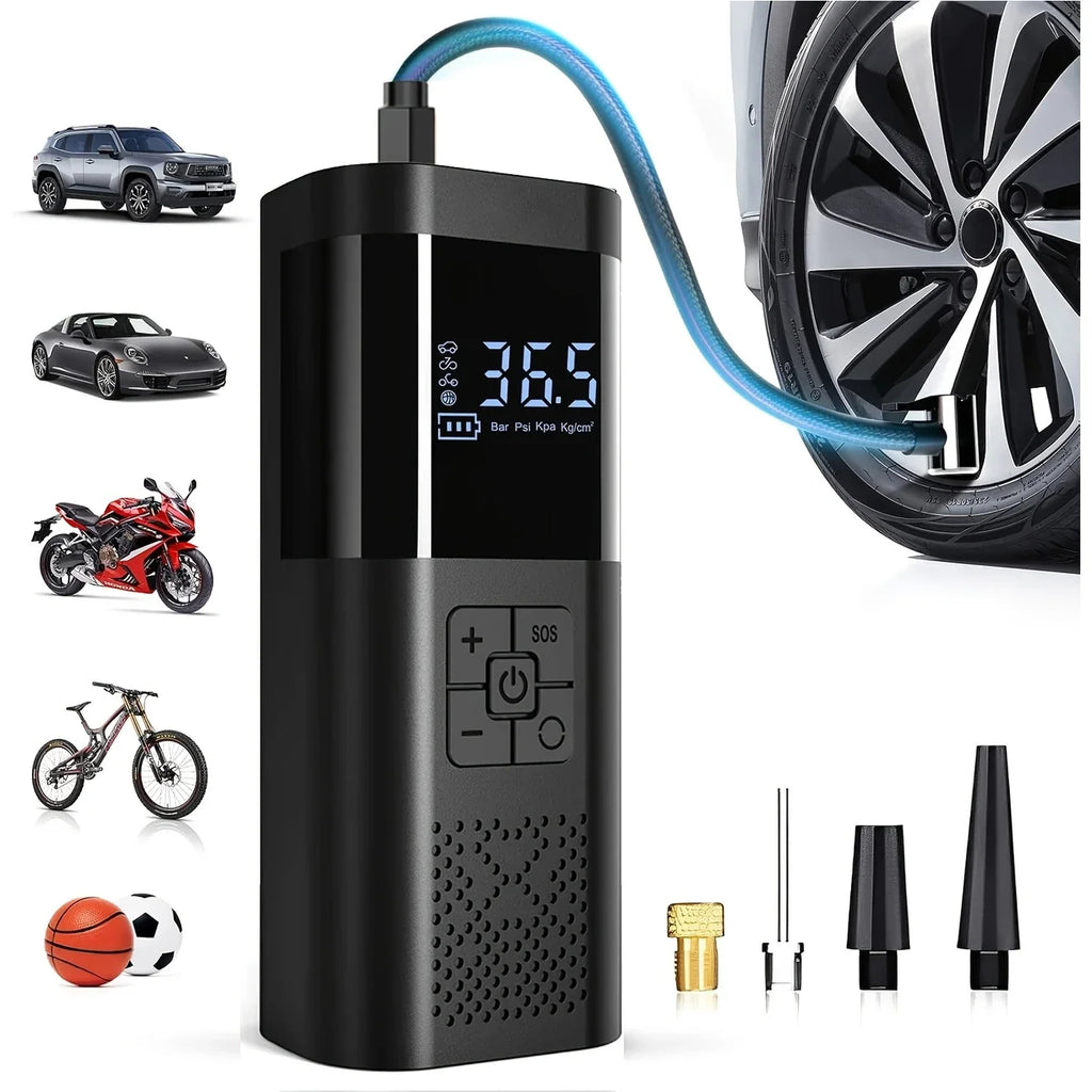 Portable Car Air Compressor Cordless Tire Inflator Pump with Digital Gauge for Car Motorcycle Bike