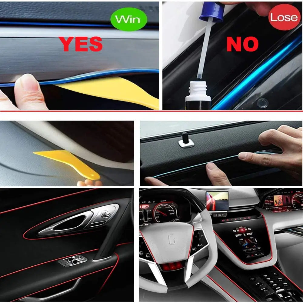 5M Car Interior LED Neon Strip Light USB – Flexible EL Wire Ambient Lighting Decorative Lamp for Auto DIY Atmosphere