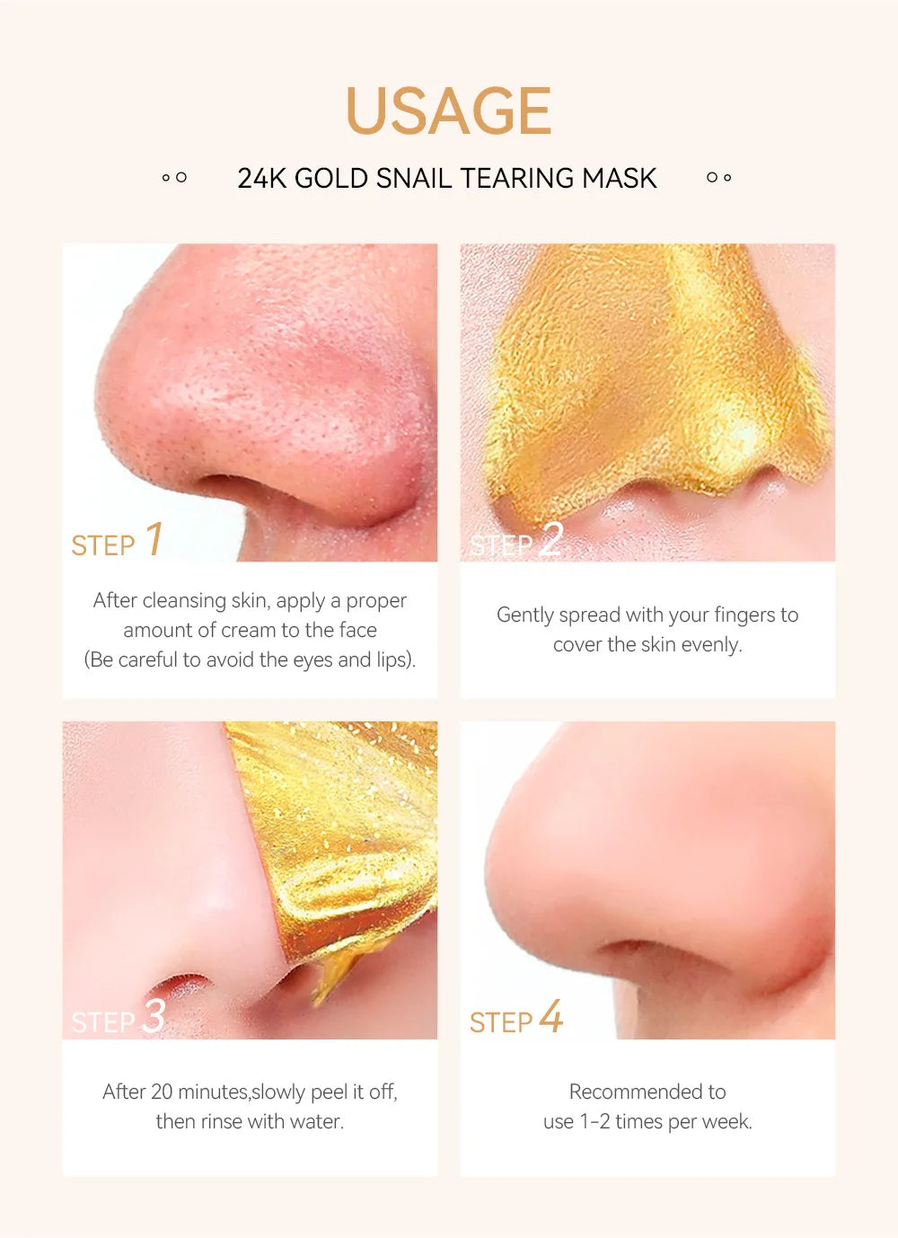 LAIKOU 24K Gold Sakura Peeling Face Mask Anti Wrinkle Whitening Blackhead Removal Facial Tear Off Mask