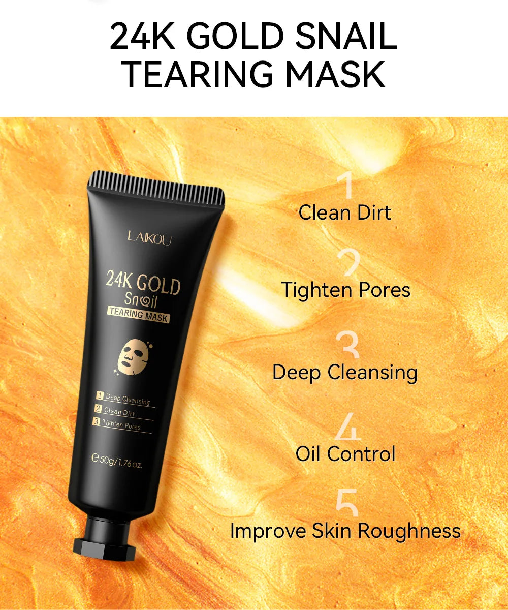LAIKOU 24K Gold Sakura Peeling Face Mask Anti Wrinkle Whitening Blackhead Removal Facial Tear Off Mask