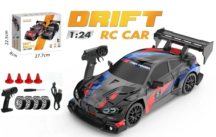 4WD RC Drift Car – High-Speed Remote Control Racing Vehicle with LED Lights and 2.4GHz Controller for Kids