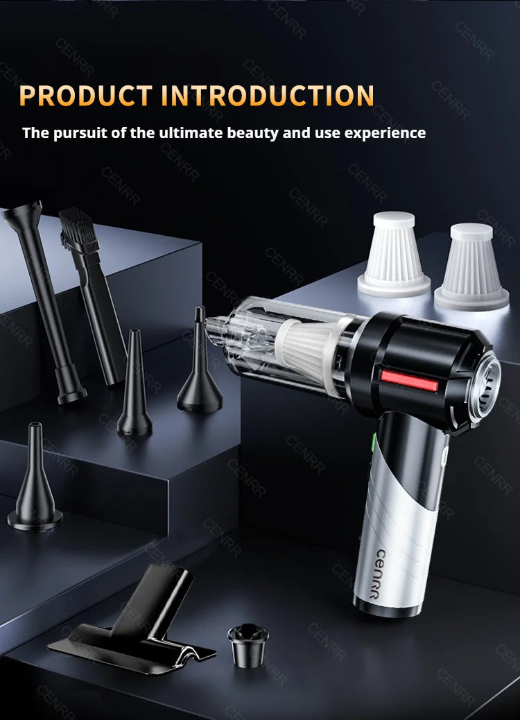 CENRR 998000PA Powerful Mini Cordless Car Vacuum Cleaner – Portable Handheld Vacuum & Blower for Car and Home Cleaning