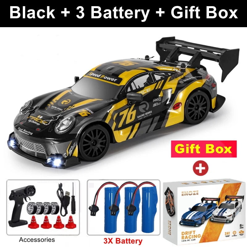 4WD RC Drift Car – High-Speed Remote Control Racing Vehicle with LED Lights and 2.4GHz Controller for Kids