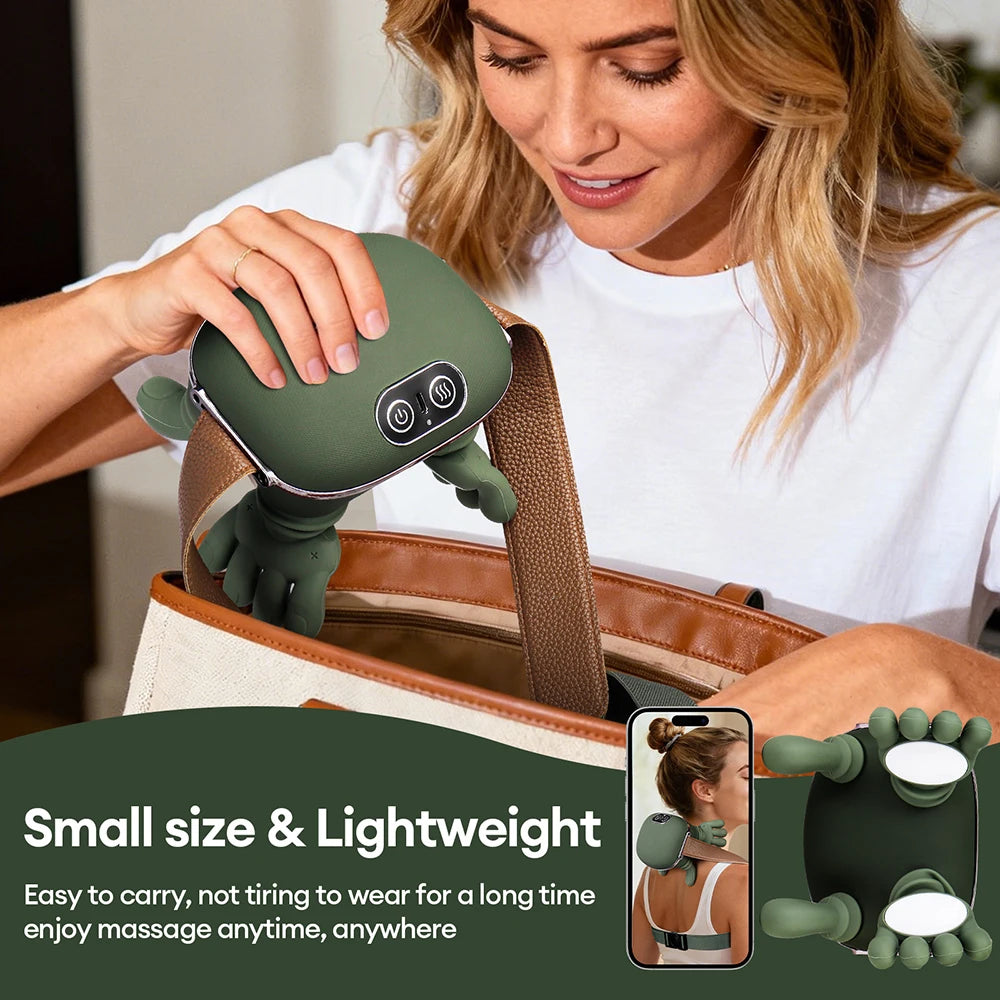 Wireless Bionic Finger Neck & Shoulder Massager with Deep Kneading Trapezius Therapy and Brushless Motor for Cervical Relaxation